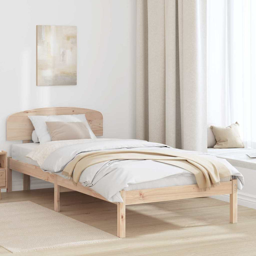Bedframe met hoofdeinde Naturel 90 x 200 cm Massief grenenhout