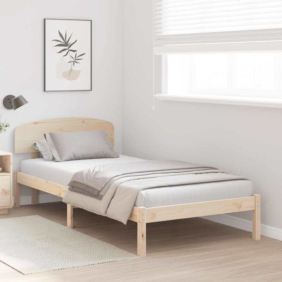 Bedframe met hoofdeinde Naturel 90 x 200 cm Massief grenenhout