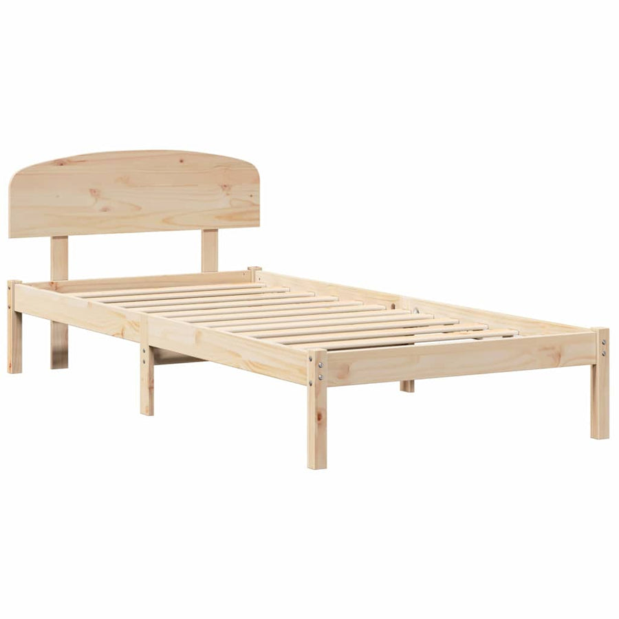 Bedframe met hoofdeinde Naturel 90 x 200 cm Massief grenenhout