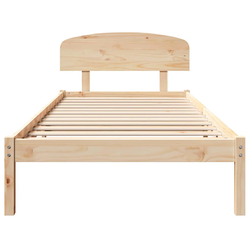 Bedframe met hoofdeinde Naturel 90 x 200 cm Massief grenenhout