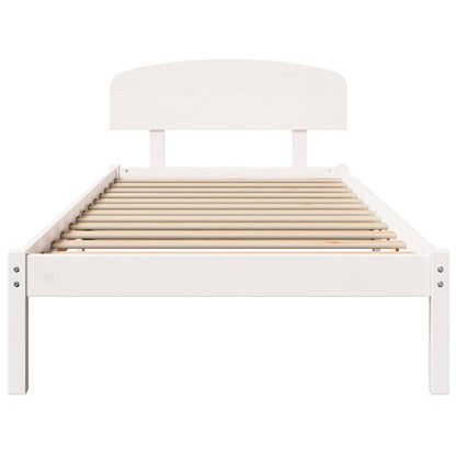 Bedframe met hoofdeinde Wit 90 x 200 cm Massief grenenhout