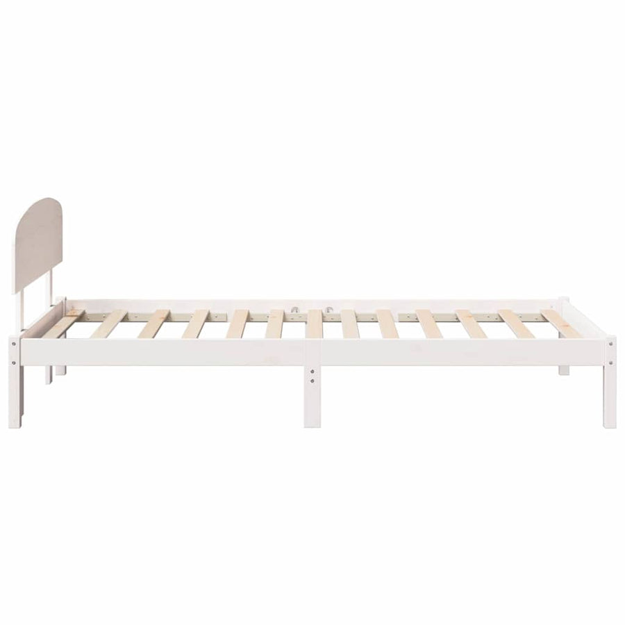 Bedframe met hoofdeinde Wit 90 x 200 cm Massief grenenhout