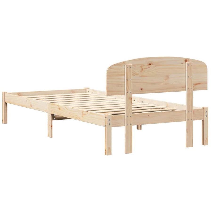 Bedframe met hoofdeinde Naturel 80 x 200 cm Massief grenenhout
