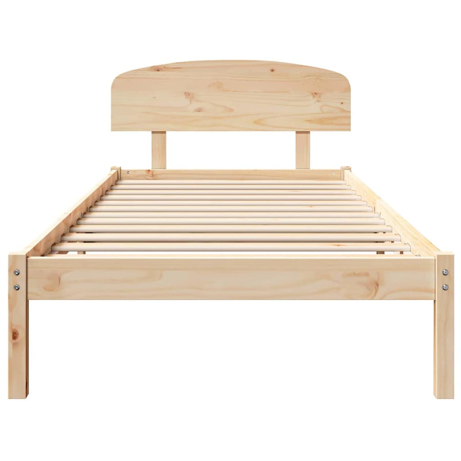 Bedframe met hoofdeinde Naturel 80 x 200 cm Massief grenenhout