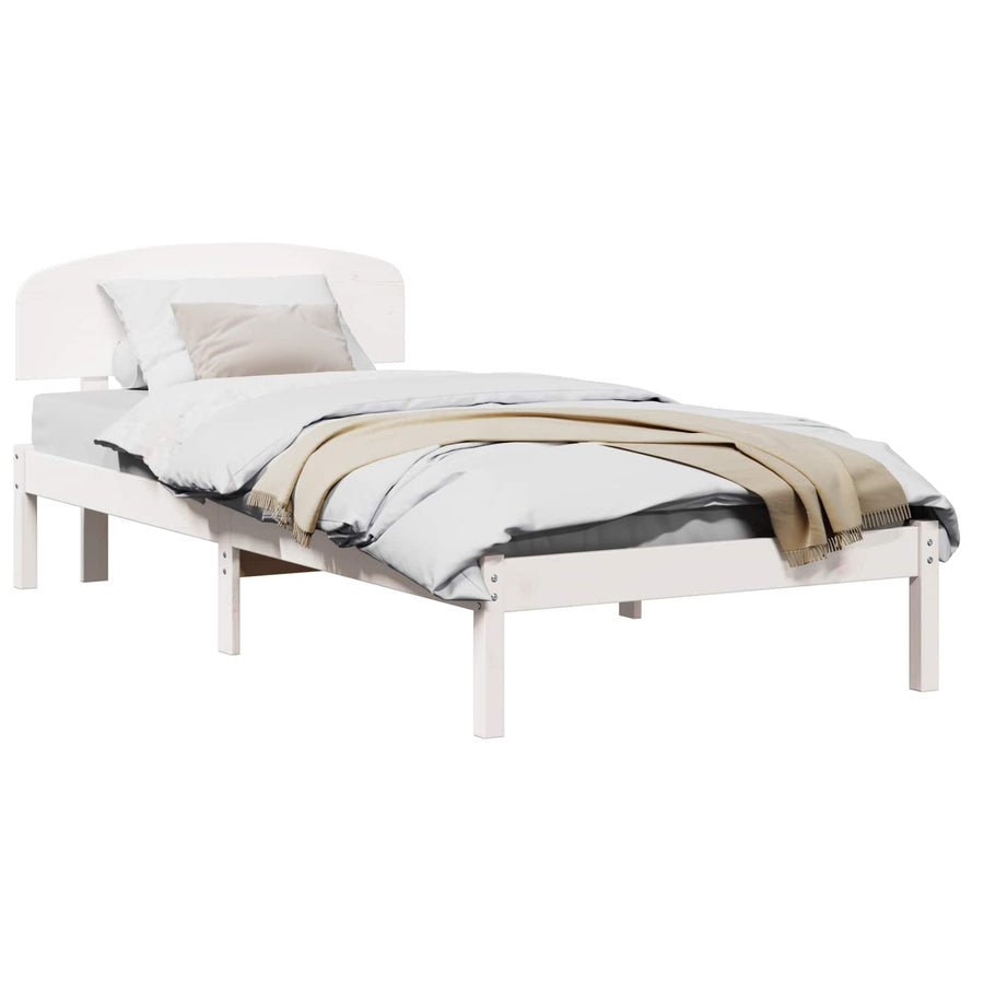 Bedframe met hoofdeinde Wit 80 x 200 cm Massief grenenhout