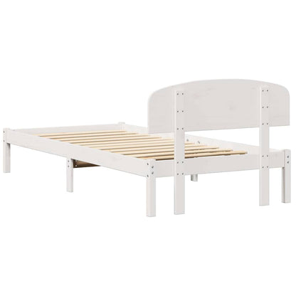 Bedframe met hoofdeinde Wit 80 x 200 cm Massief grenenhout