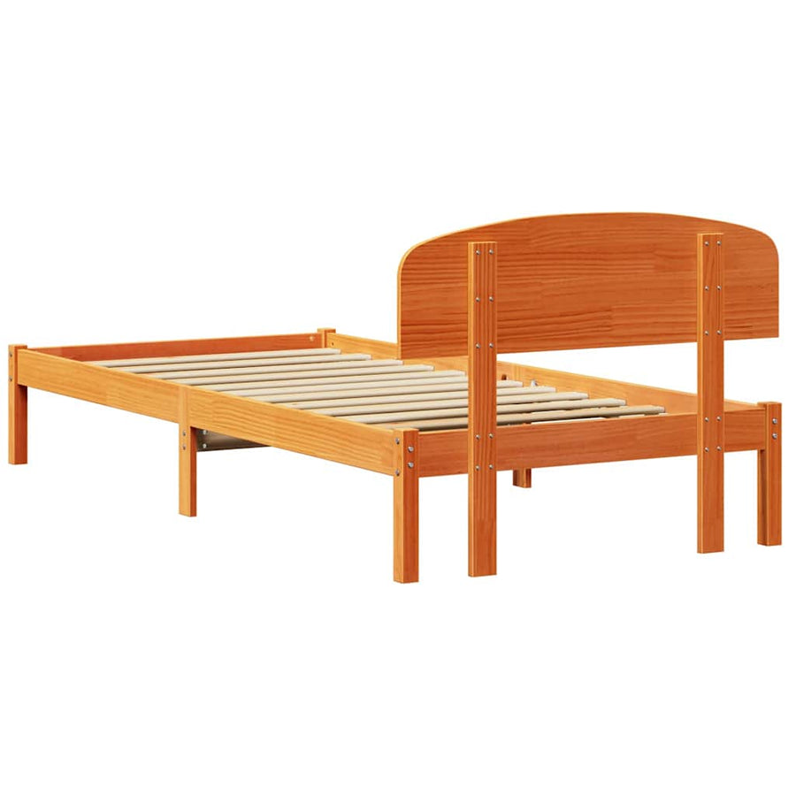 Bedframe met hoofdeinde Wasbruin 80 x 200 cm Massief grenenhout