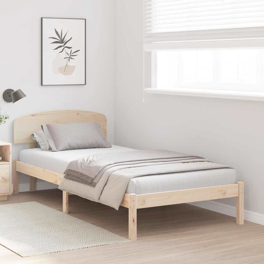 Bedframe met hoofdeinde Naturel 90 x 190 cm Massief grenenhout