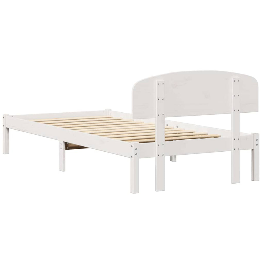 Bedframe met hoofdeinde Wit 90 x 190 cm Massief grenenhout