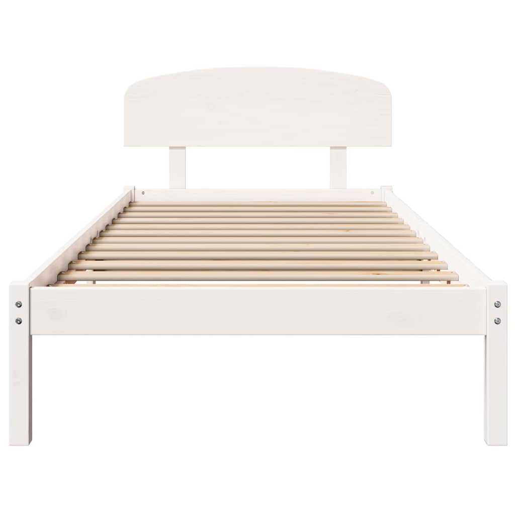 Bedframe met hoofdeinde Wit 90 x 190 cm Massief grenenhout