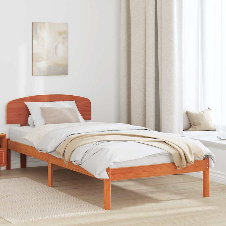 Bedframe met hoofdeinde Wasbruin 90 x 190 cm Massief grenenhout