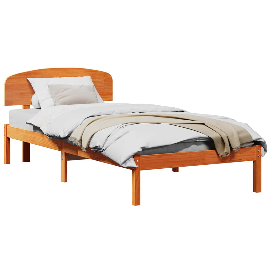 Bedframe met hoofdeinde Wasbruin 90 x 190 cm Massief grenenhout