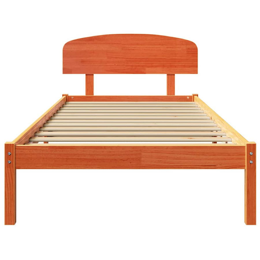 Bedframe met hoofdeinde Wasbruin 90 x 190 cm Massief grenenhout