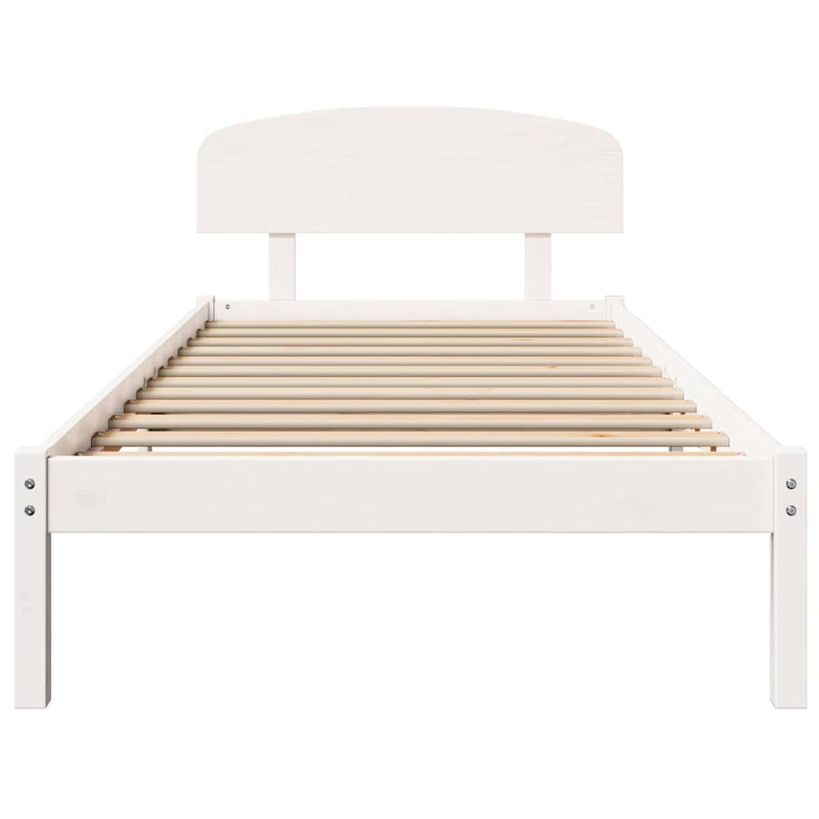 Bedframe met hoofdeinde Wit 75 x 190 cm Massief grenenhout