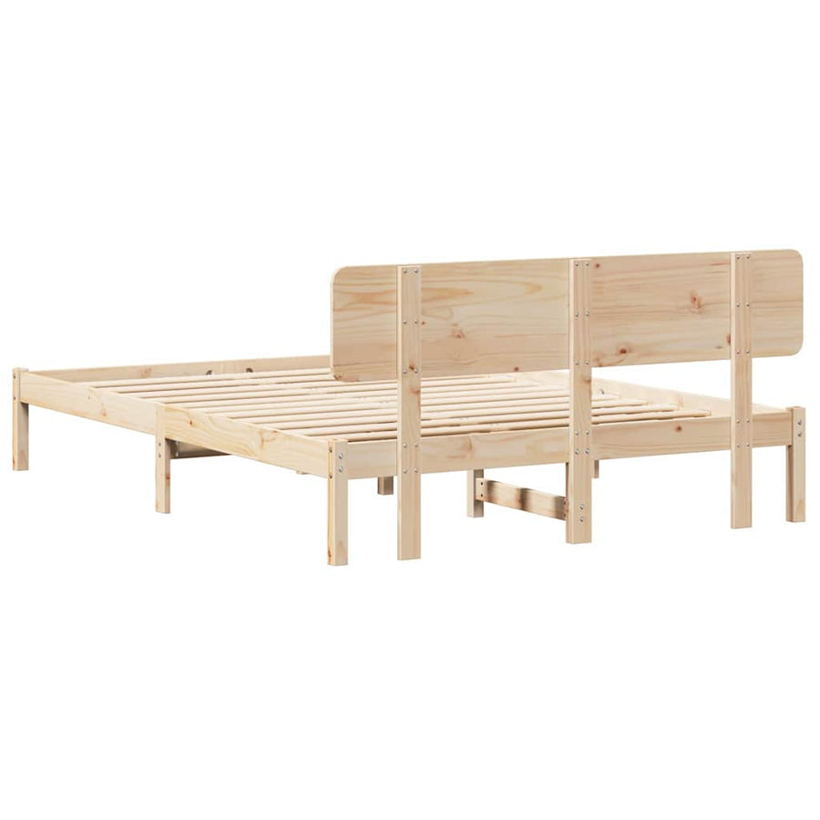 Bedframe met hoofdeinde Naturel 200 x 200 cm Massief grenenhout