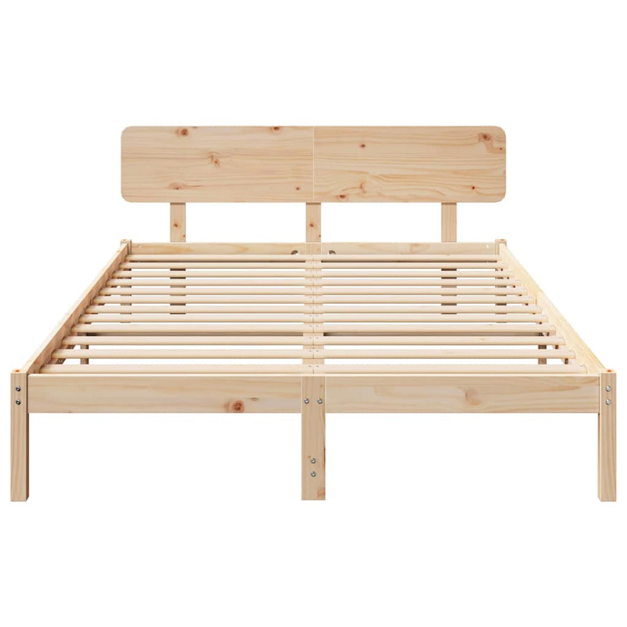 Bedframe met hoofdeinde Naturel 200 x 200 cm Massief grenenhout