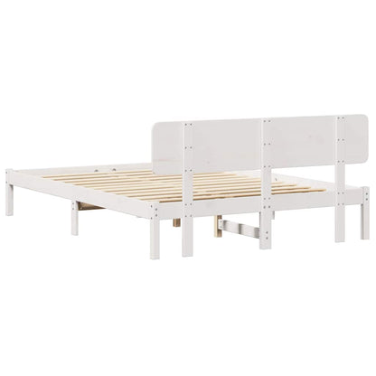 Bedframe met hoofdeinde Wit 200 x 200 cm Massief grenenhout