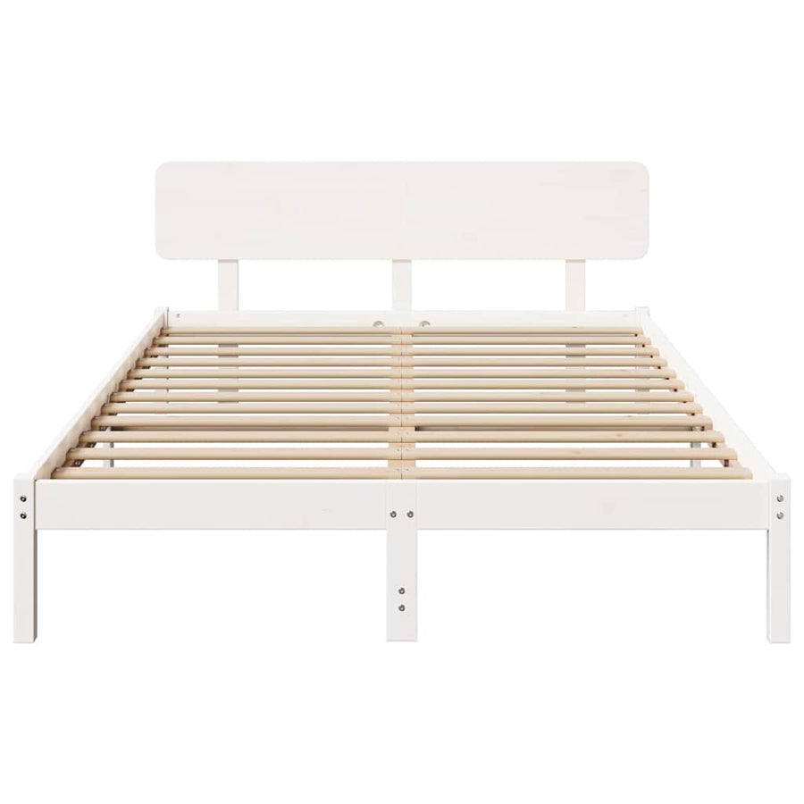Bedframe met hoofdeinde Wit 200 x 200 cm Massief grenenhout