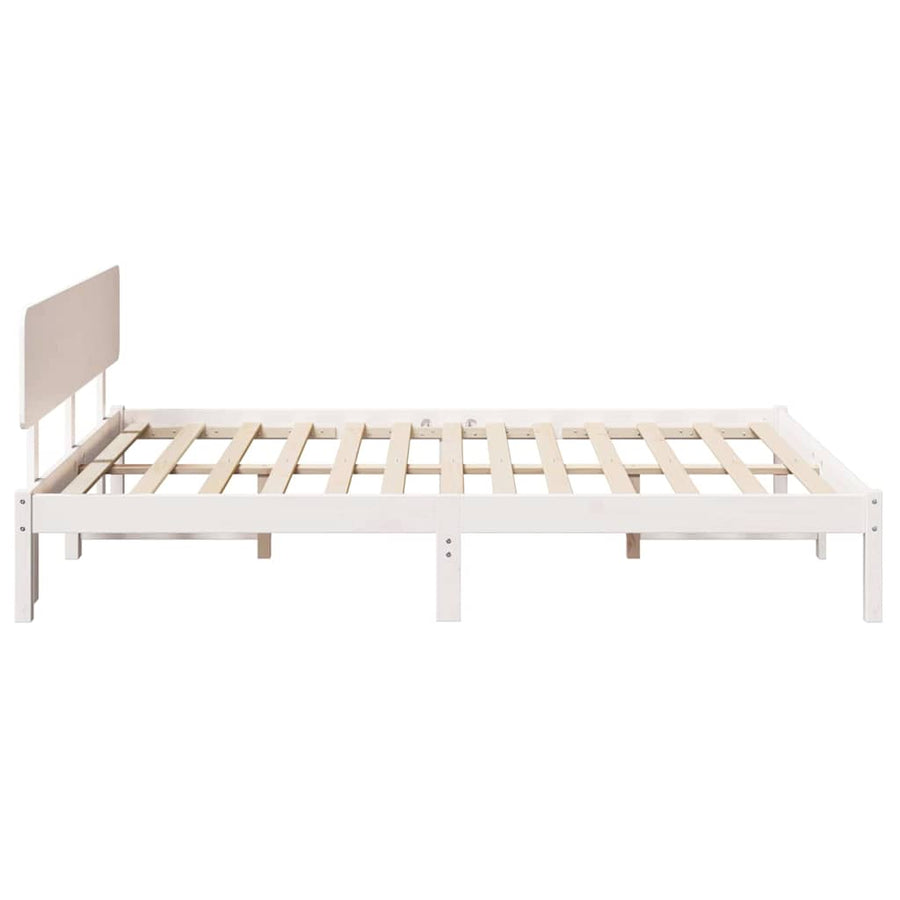 Bedframe met hoofdeinde Wit 200 x 200 cm Massief grenenhout