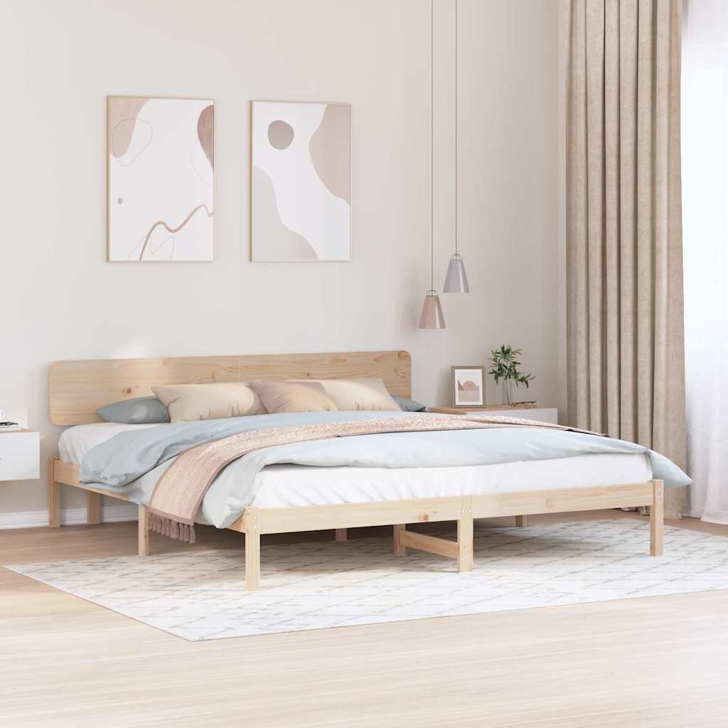 Bedframe met hoofdeinde Naturel 180 x 200 cm Massief grenenhout