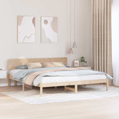 Bedframe met hoofdeinde Naturel 180 x 200 cm Massief grenenhout
