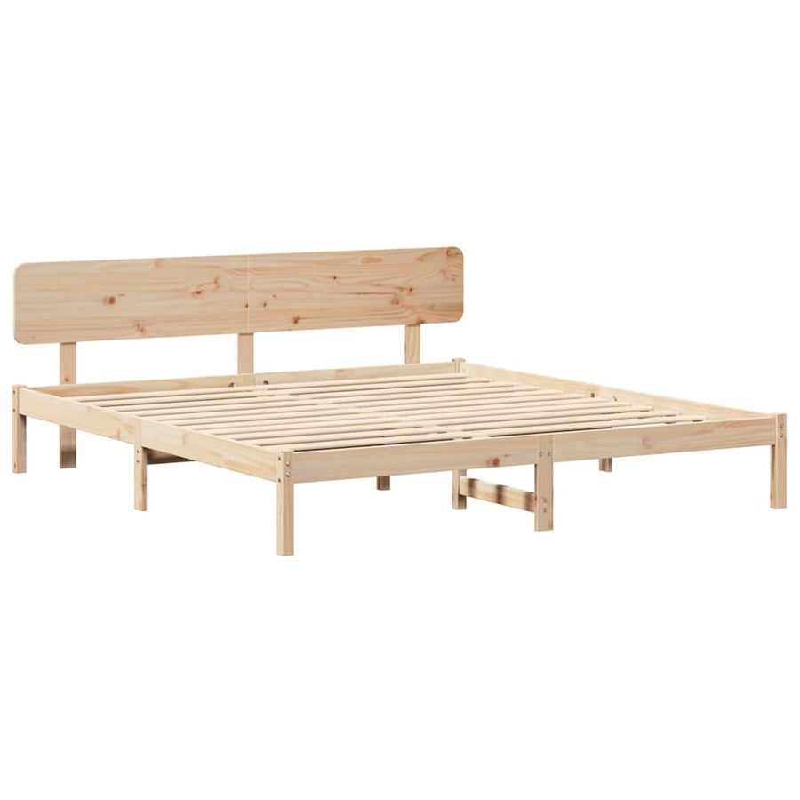 Bedframe met hoofdeinde Naturel 180 x 200 cm Massief grenenhout
