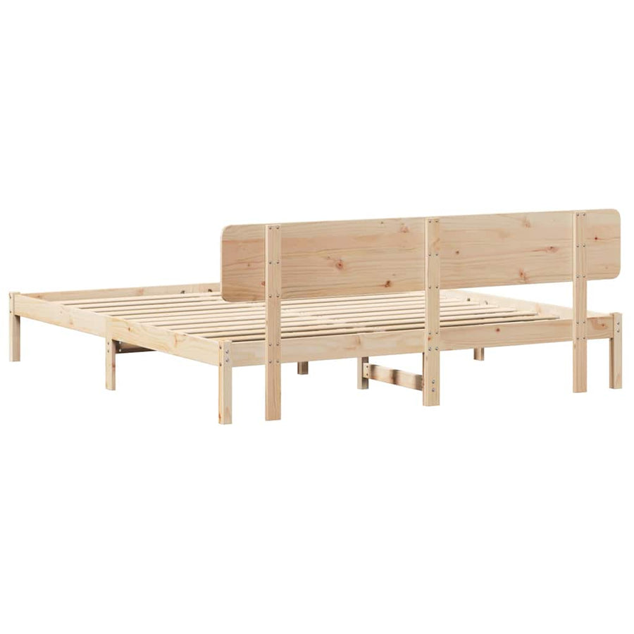 Bedframe met hoofdeinde Naturel 180 x 200 cm Massief grenenhout