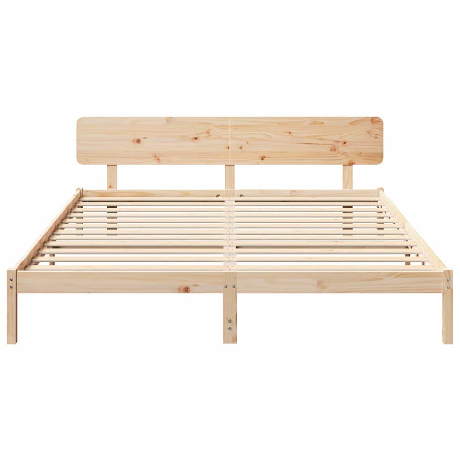 Bedframe met hoofdeinde Naturel 180 x 200 cm Massief grenenhout