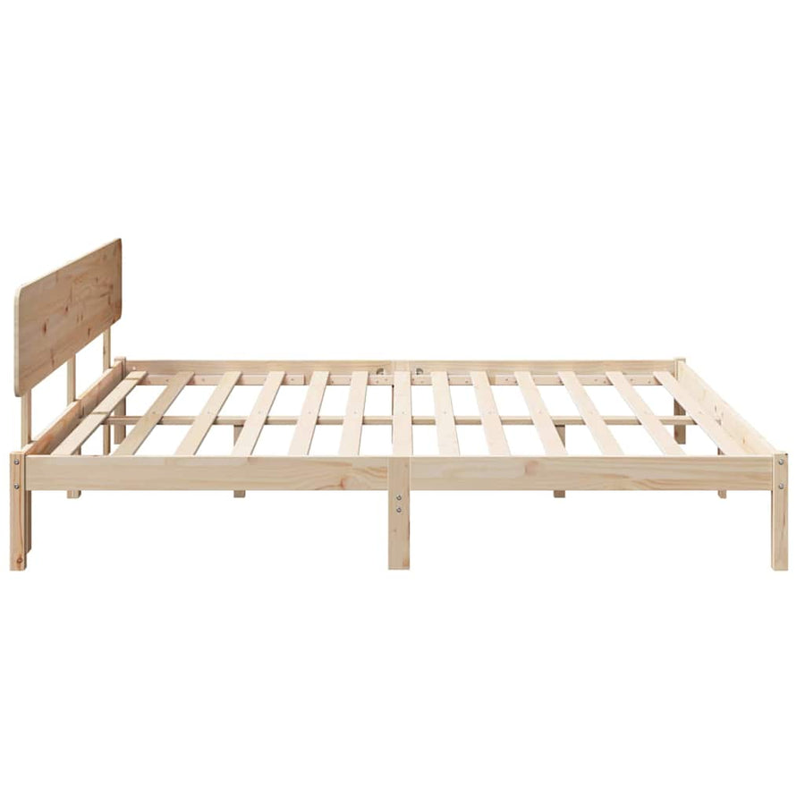Bedframe met hoofdeinde Naturel 180 x 200 cm Massief grenenhout