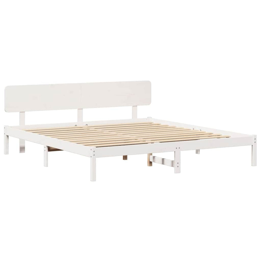 Bedframe met hoofdeinde Wit 180 x 200 cm Massief grenenhout