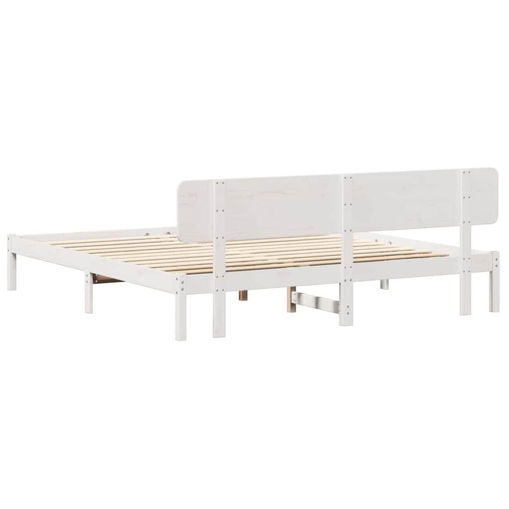Bedframe met hoofdeinde Wit 180 x 200 cm Massief grenenhout