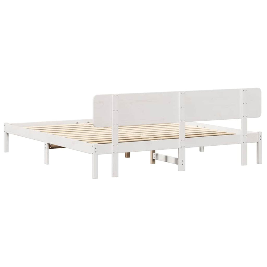 Bedframe met hoofdeinde Wit 180 x 200 cm Massief grenenhout