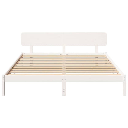 Bedframe met hoofdeinde Wit 180 x 200 cm Massief grenenhout