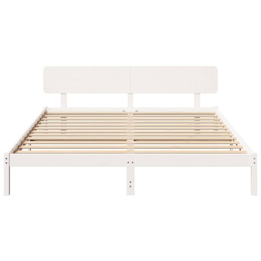 Bedframe met hoofdeinde Wit 180 x 200 cm Massief grenenhout