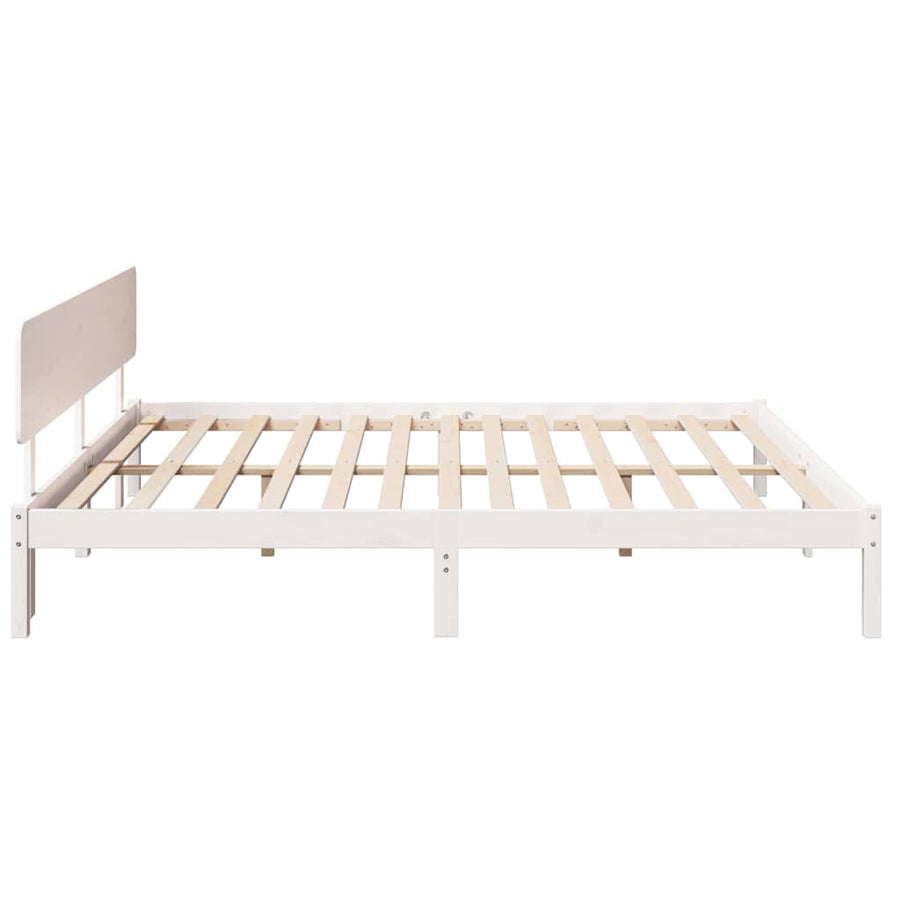 Bedframe met hoofdeinde Wit 180 x 200 cm Massief grenenhout