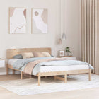 Bed frame with headboard Natural 160 x 200 cm Solid pine wood
