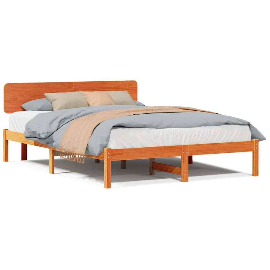 Bedframe Wasbruin 206.5 x 165.5 x 74 cm Massief grenenhout