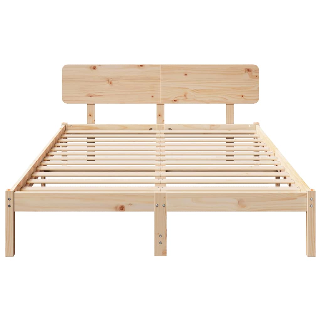 Bedframe met hoofdeinde Naturel 150 x 200 cm Massief grenenhout