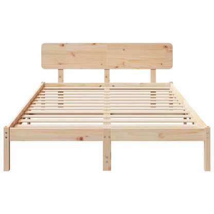 Bedframe met hoofdeinde Naturel 150 x 200 cm Massief grenenhout