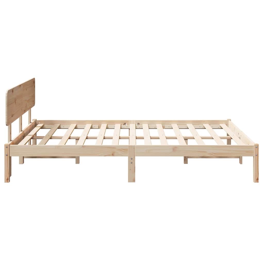 Bedframe met hoofdeinde Naturel 150 x 200 cm Massief grenenhout