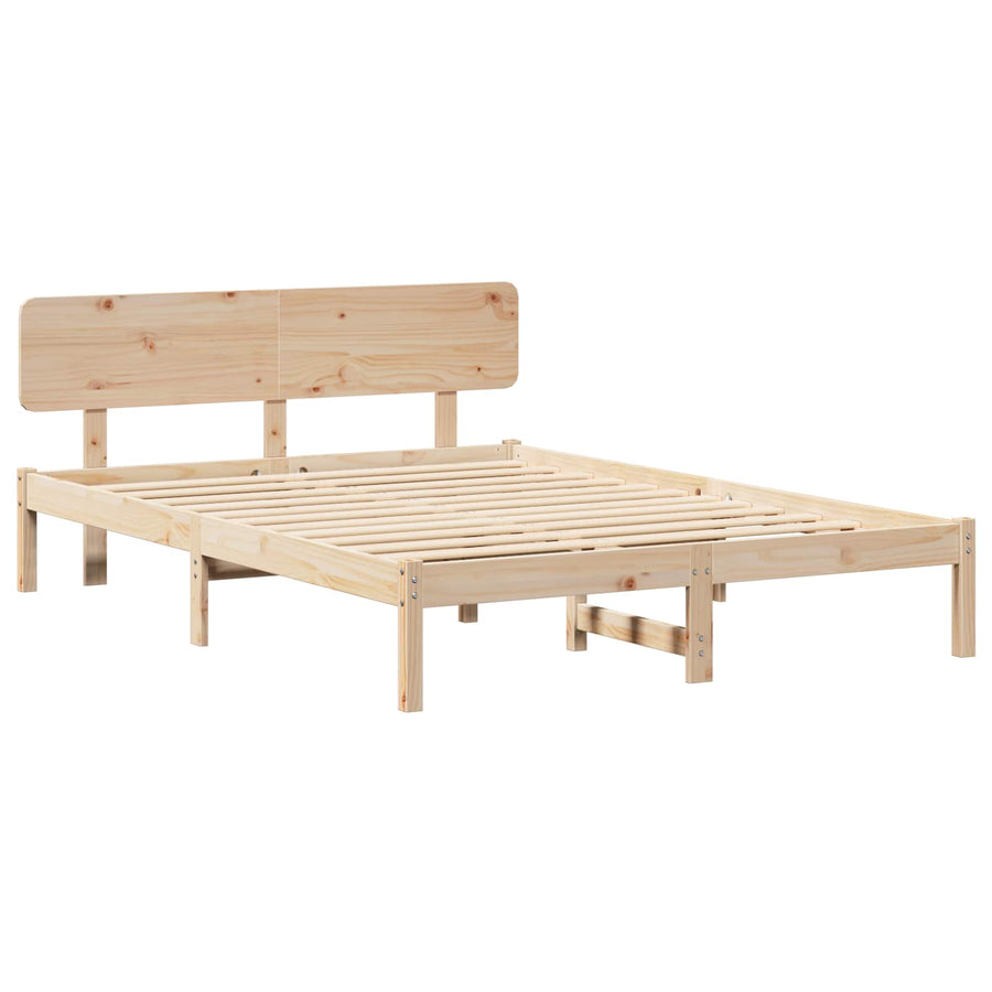 Bedframe met hoofdeinde Naturel 140 x 200 cm Massief grenenhout