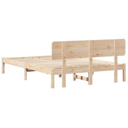 Bedframe met hoofdeinde Naturel 140 x 200 cm Massief grenenhout