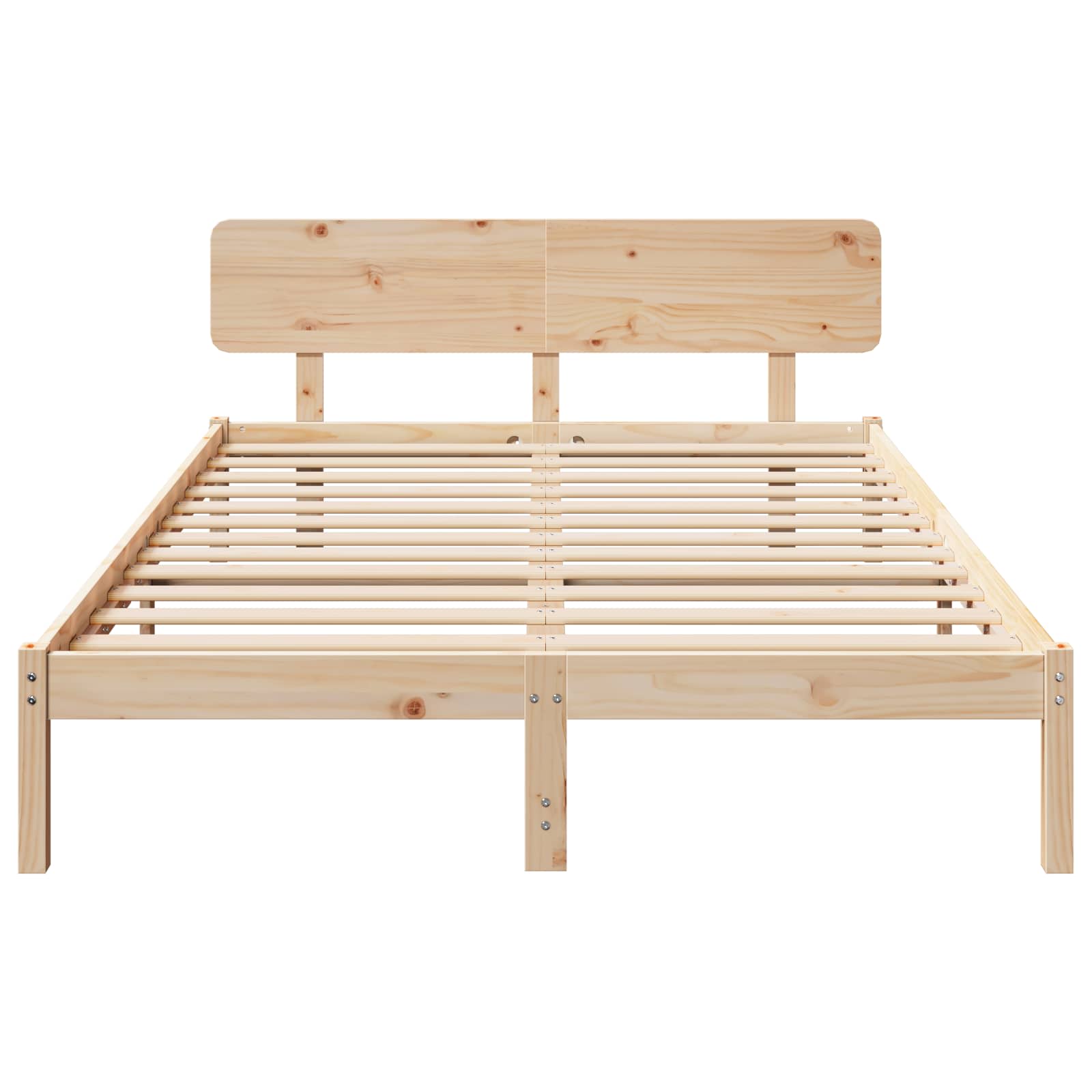 Bedframe met hoofdeinde Naturel 140 x 200 cm Massief grenenhout