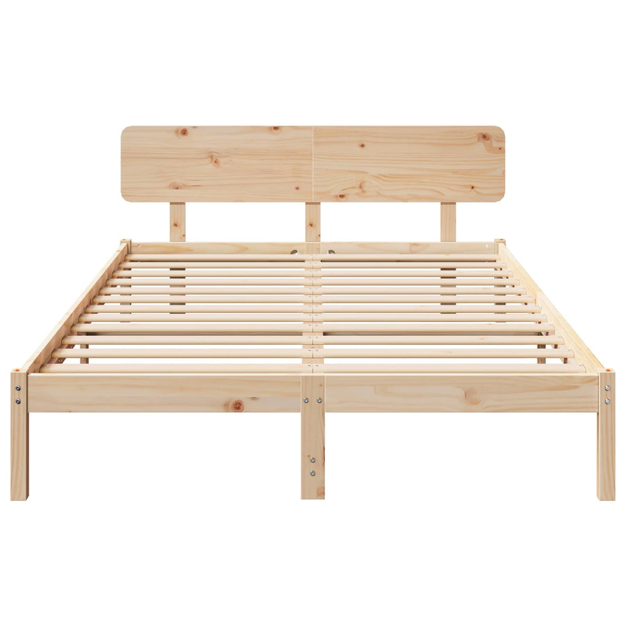 Bedframe met hoofdeinde Naturel 140 x 200 cm Massief grenenhout
