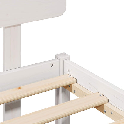 Bedframe met hoofdeinde Wit 140 x 200 cm Massief grenenhout