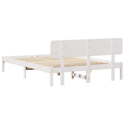 Bedframe met hoofdeinde Wit 140 x 200 cm Massief grenenhout