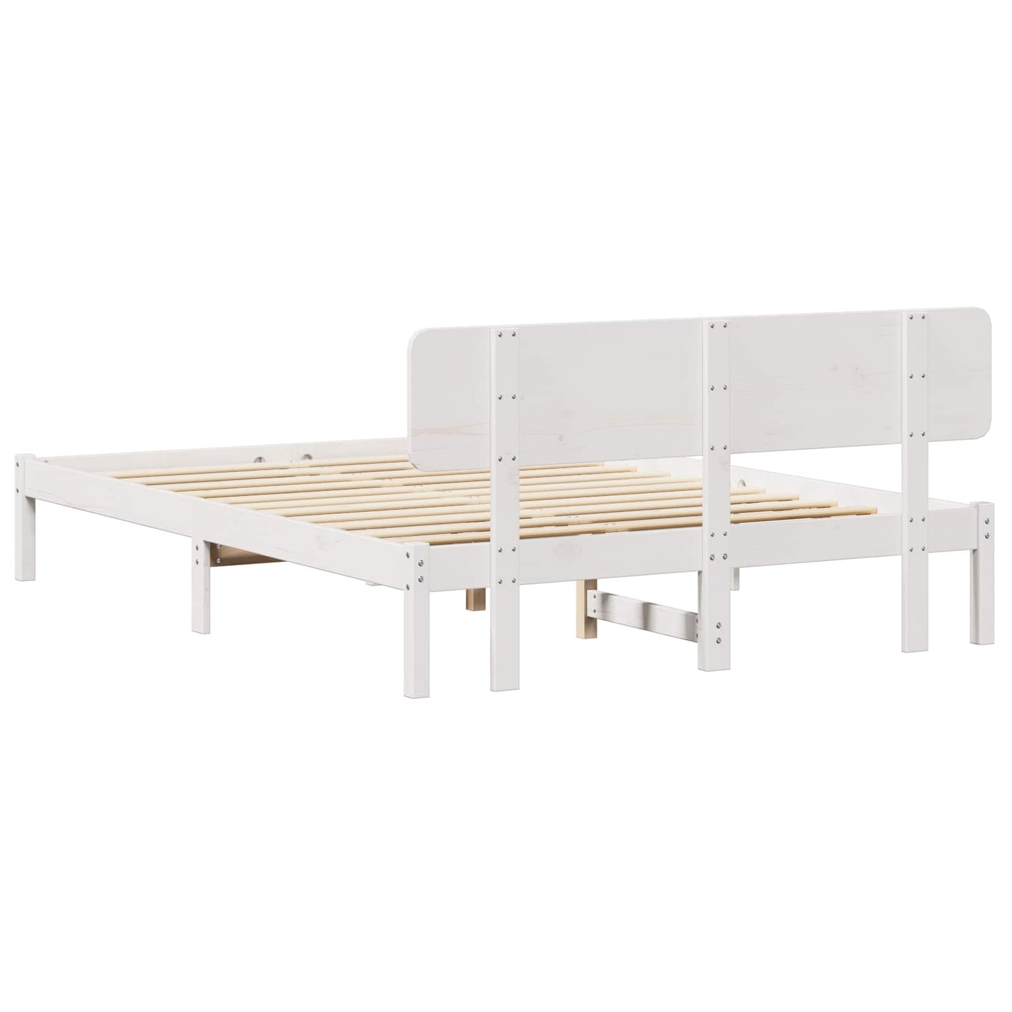 Bedframe met hoofdeinde Wit 140 x 200 cm Massief grenenhout