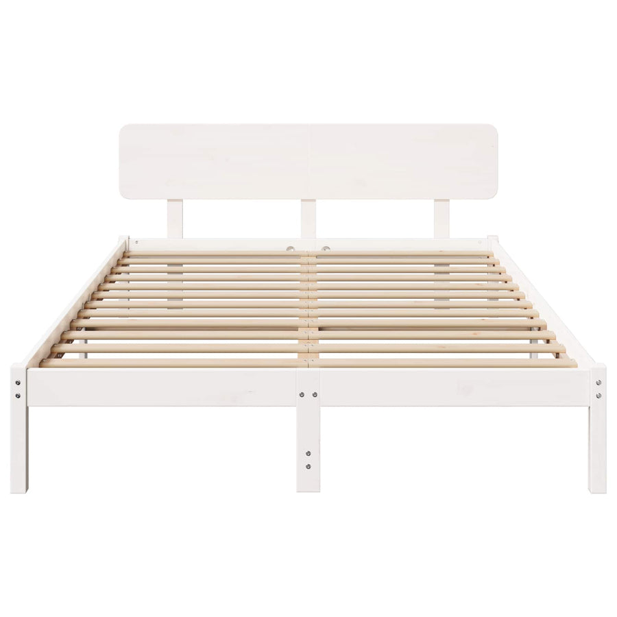 Bedframe met hoofdeinde Wit 140 x 200 cm Massief grenenhout