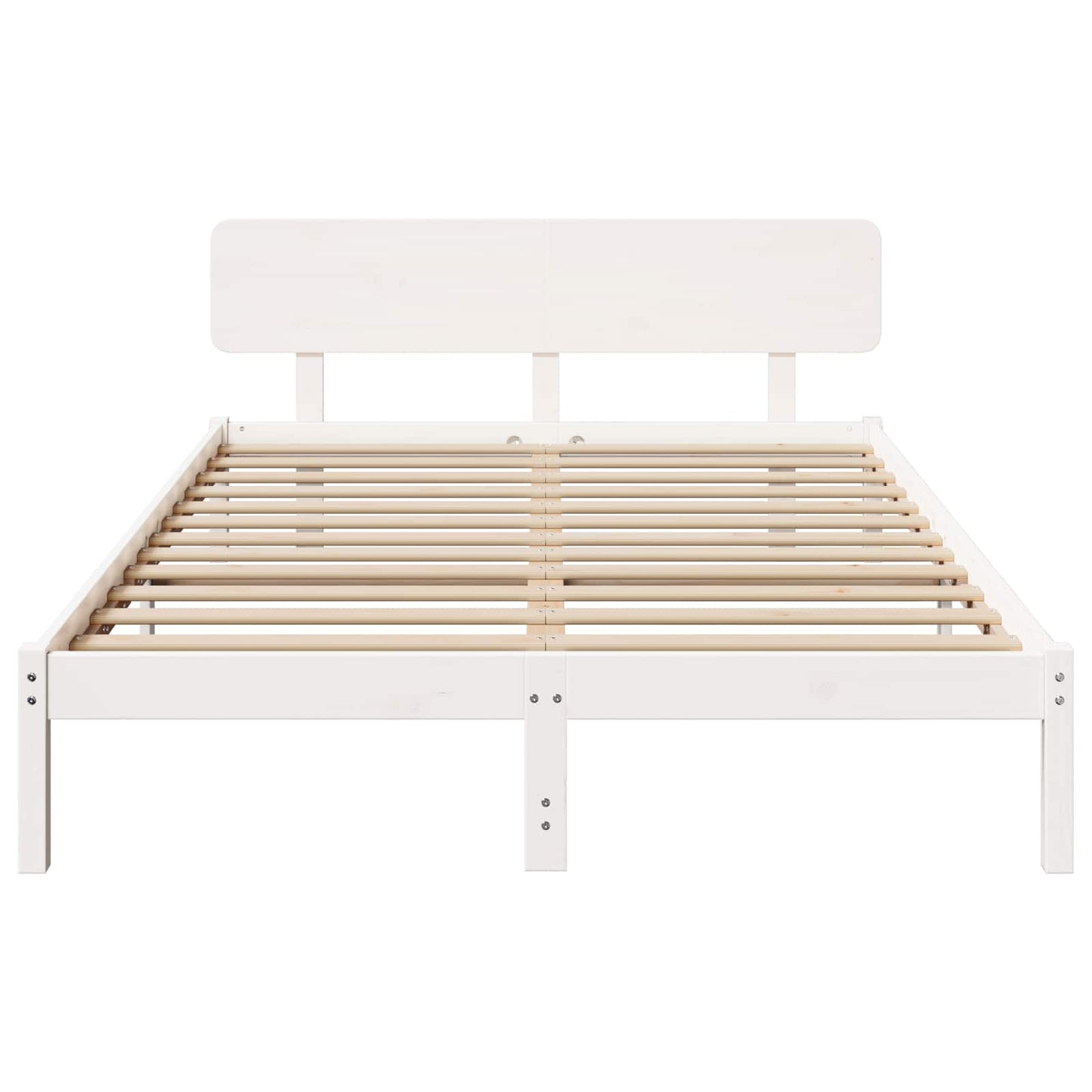Bedframe met hoofdeinde Wit 140 x 200 cm Massief grenenhout
