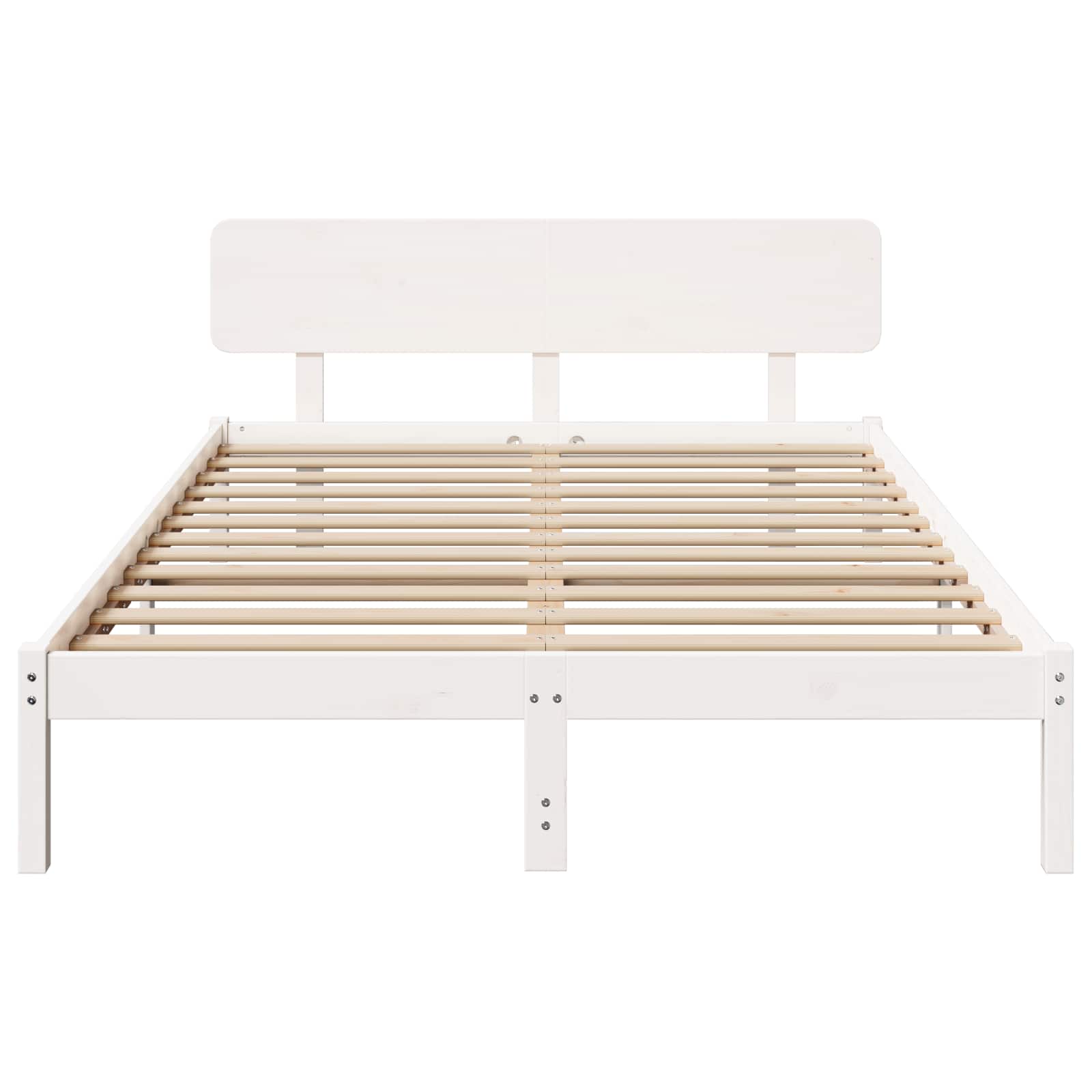 Bedframe met hoofdeinde Wit 140 x 200 cm Massief grenenhout